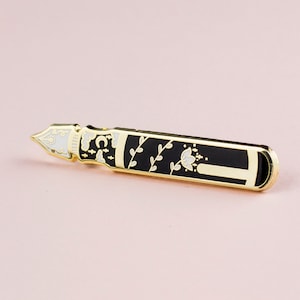 RETIRING Fountain Pen Stationery Enamel Pin, Celestial Pen Pin, Denim Jacket Pin, Writers Enamel  Pin, Lapel Pin Badge, Cute Enamel Pin Gift