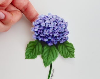 Hydrangea Flower Sticker, Clear Matte Vinyl, Botanical Floral Decal