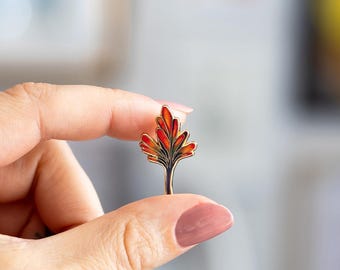 Mini Indian Paintbrush Enamel Pin - Wyoming State Flower - Floral Lapel Pin