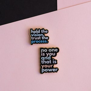 Hold the Vision Trust the Process Text Enamel Pin, Reminders, Mental Health Quotes, Affirmations, Uplifting Mantras, Emotional Regulation image 7