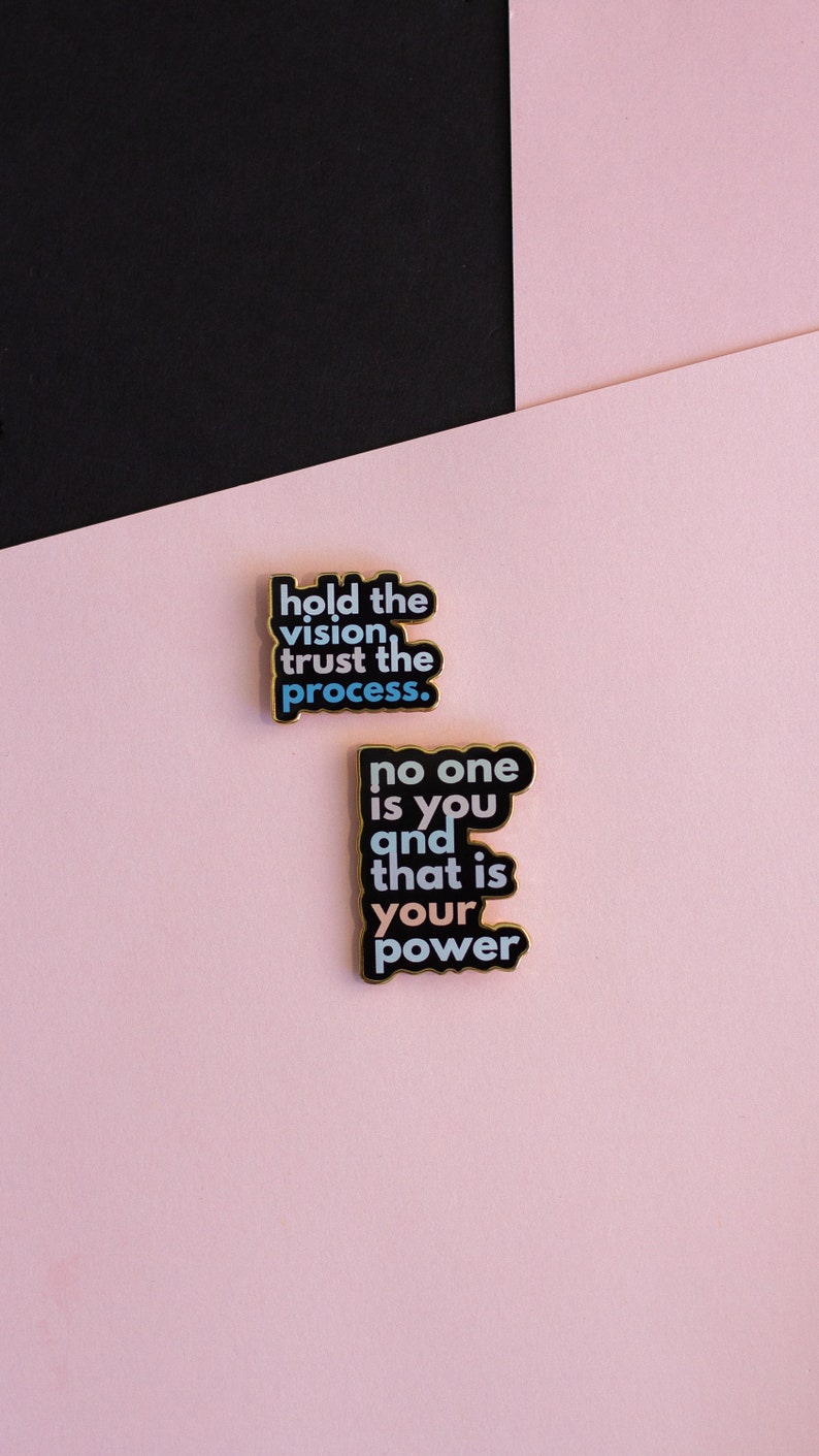 Hold the Vision Trust the Process Text Enamel Pin, Reminders, Mental Health Quotes, Affirmations, Uplifting Mantras, Emotional Regulation image 7