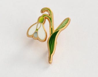 Mini Snowdrop Floral Enamel Pin | January Birth Month Flower