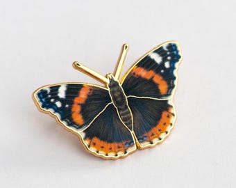 Red Admiral Butterfly Enamel Pin