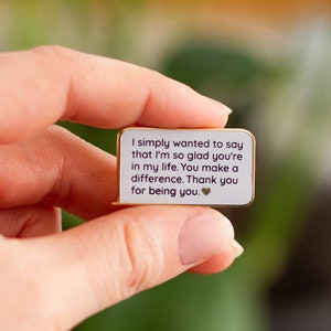 Incoming Text Message Thank You Enamel Pin, Friendship Gift, Mental Health Quotes, Affirmations, Uplifting Mantras, Emotional Regulation