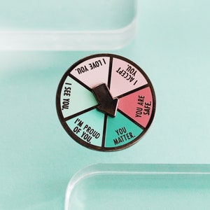 Inner Child Affirmation Spinning Enamel Pin, Interactive Pin, Affirmation Pin Badge, Spinner Interactive Lapel Brooch, Mental Health Pins