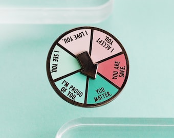 Inner Child Affirmation Spinning Enamel Pin, Interactive Pin, Affirmation Pin Badge, Spinner Interactive Lapel Brooch, Mental Health Pins