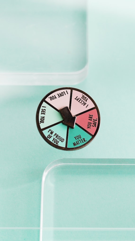 Inner Child Affirmation Enamel Pin, Interactive Pin, Affirmation Pin Badge, Aesthetic Enamel Pin, Spinning Pin, Mental Health Pin
