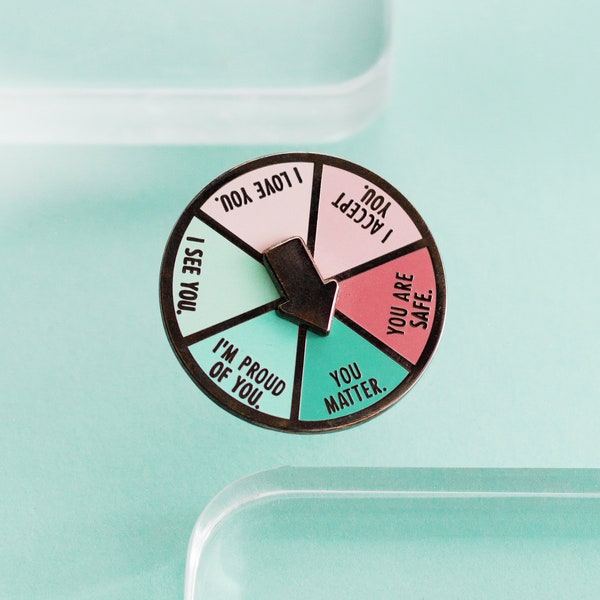 Inner Child Affirmation Spinning Enamel Pin, Interactive Pin, Affirmation Pin Badge, Spinner Interactive Lapel Brooch, Mental Health Pins