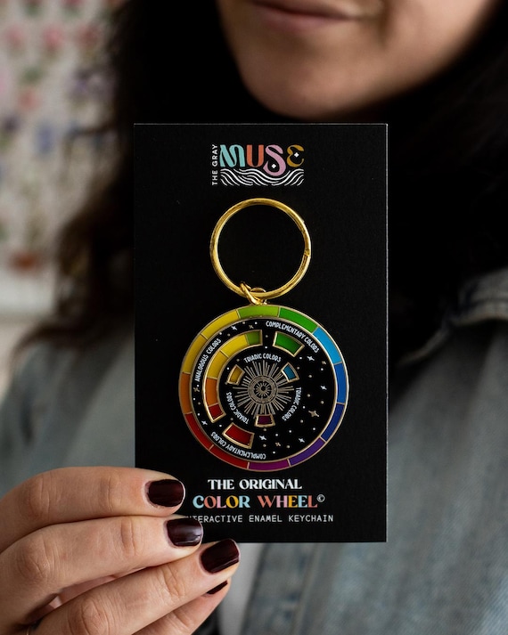 Color Wheel© Black/gold or White/gold Interactive Keychain