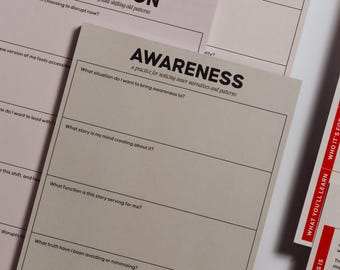 Awareness, Disruption, Practice Notepad Set (3 Notepads) | Self-Awareness and Personal Growth Notepad | Half Letter Size