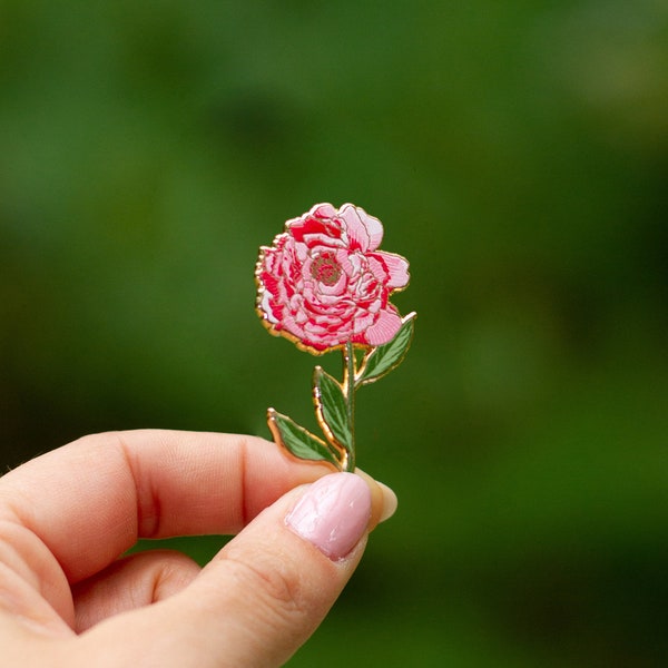 RETIRING Peony v2 Enamel Pin, Blossom Brooch, Garden Jewelry, Flower Lapel Accessory, Nature Lover Gift, Botanical Pin, Floral Accent