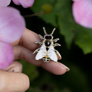 European Honey Bee Enamel Pin, Western Honey Bee, Insect Gift, Nature Gift, Gifts for Her, Lapel Pin, Insect Accessory, Animal Lover Jewelry