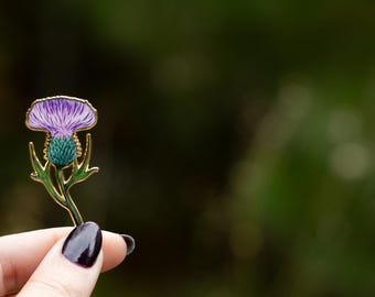 アザミの花のエナメルピン、スコットランドの国花ジュエリーギフト