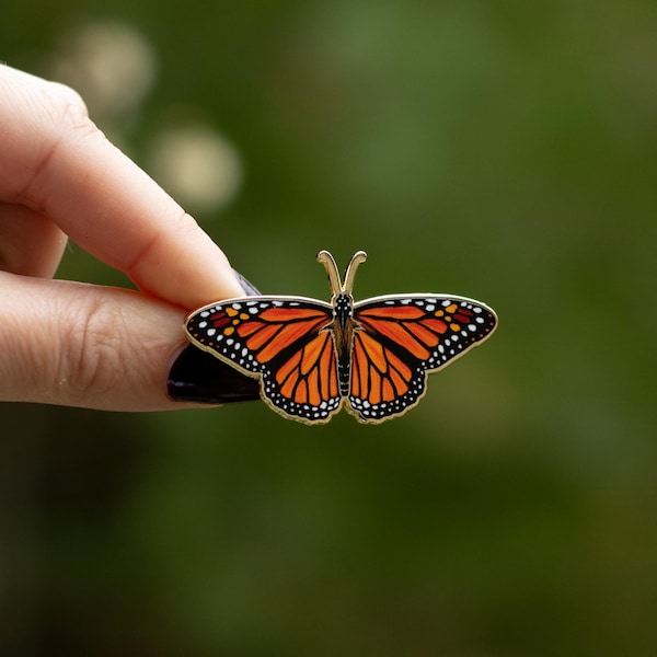 Monarch Butterfly Enamel Pin, Gold-Plated Insect Lapel