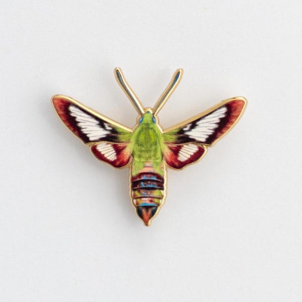 Hummingbird Clearwing Moth Enamel Pin
