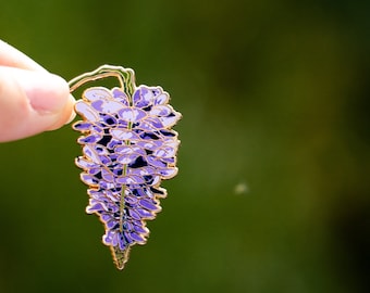 Wisteria Floral Enamel Pin, Lavender Flower Lapel Accessory, Botanical Brooch, Nature Lover, Spring Bloom, Garden Enthusiast, Floral Gift