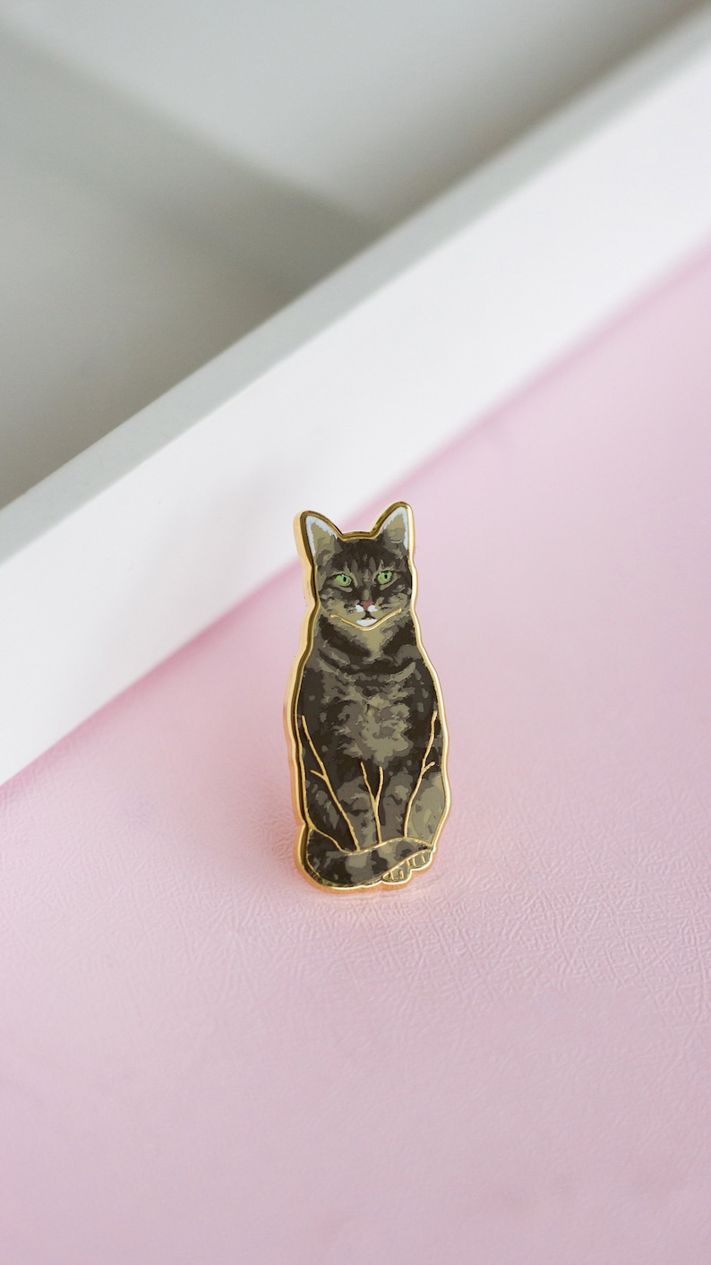 Tabby Cat Enamel Pin, Lapel Pin, Cat Pin, Animal Pin, Cat Lover Gift, Animal Lover Gift, Cat Jewelry, Cute Cat Pins, Aesthetic, Cute Pet Pin image 6