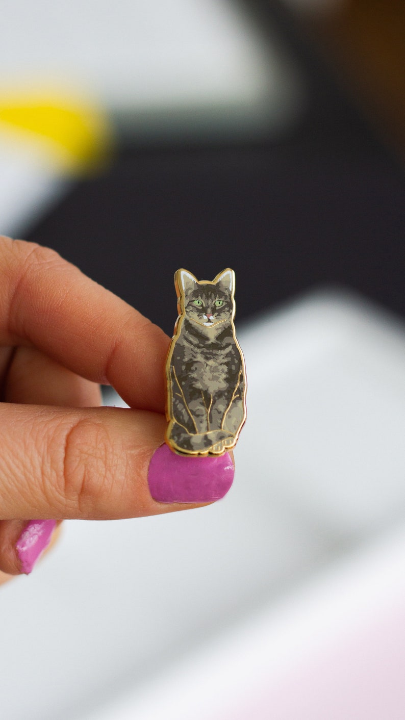 Tabby Cat Enamel Pin, Lapel Pin, Cat Pin, Animal Pin, Cat Lover Gift, Animal Lover Gift, Cat Jewelry, Cute Cat Pins, Aesthetic, Cute Pet Pin image 5