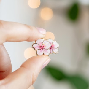 Mini Cherry Blossom Pink Floral Enamel Pin, Sakura Flower Accessory, Nature Lover Jewelry Gifts, Botanical Brooch, Accessories for Gardeners