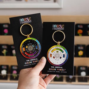 Color Wheel© Black/Gold or White/Gold Interactive Keychain ORIGINAL, Moving Jewelry Accessory, Creative Artist Gift, Art Interactive Spinner