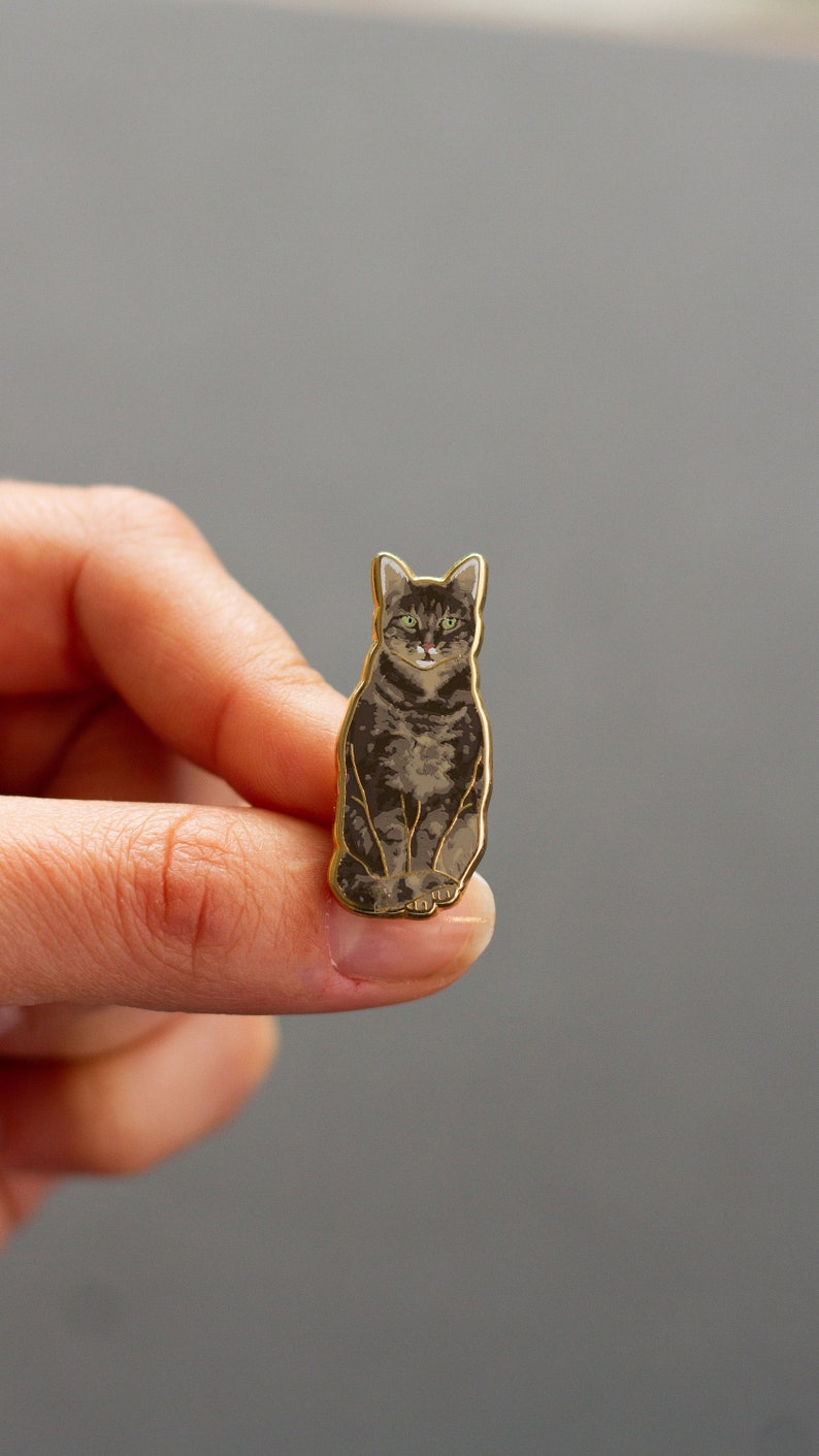 Tabby Cat Enamel Pin, Lapel Pin, Cat Pin, Animal Pin, Cat Lover Gift, Animal Lover Gift, Cat Jewelry, Cute Cat Pins, Aesthetic, Cute Pet Pin image 1