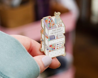 Raskog Creativity Cart Enamel Pin, Artists Pin, Denim Jacket Pin, Artist Backpack Pin, Aesthetic Pin, Crafting Supplies, Kawaii, Ink Pads