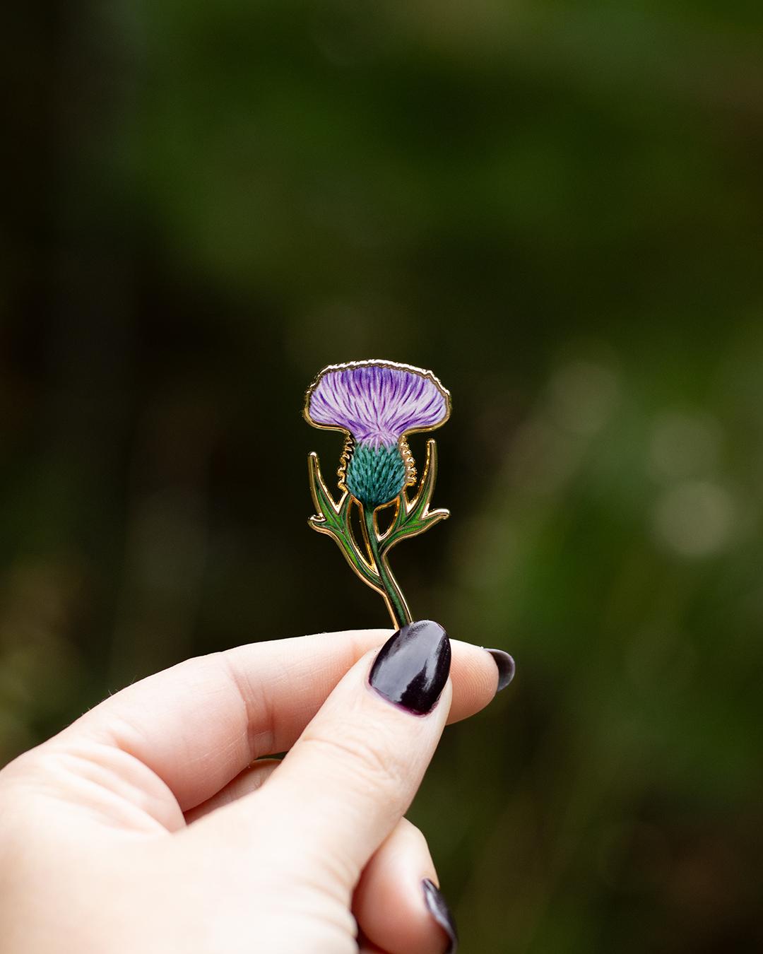 アザミの花のエナメルピン、スコットランドの国花ジュエリーギフト