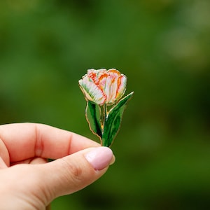 Parrot Tulip Floral Enamel Pin, Flower Lapel Pin, Botanical Brooch, Nature Lover Gift, Garden Accessory, Plant Enthusiast, Tulip Jewelry