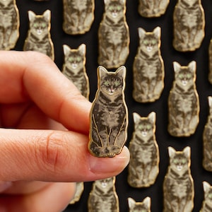 Tabby Cat Enamel Pin, Lapel Pin, Cat Pin, Animal Pin, Cat Lover Gift, Animal Lover Gift, Cat Jewelry, Cute Cat Pins, Aesthetic, Cute Pet Pin image 2