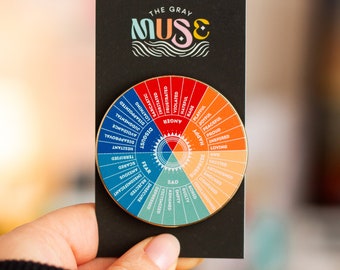 Retro Feelings Wheel Enamel Pin, 70s Colors, 6 Core Emotions, Unique Artsy Pin, Mental Health Pin, Affirmations Pin, Emotions Wheel