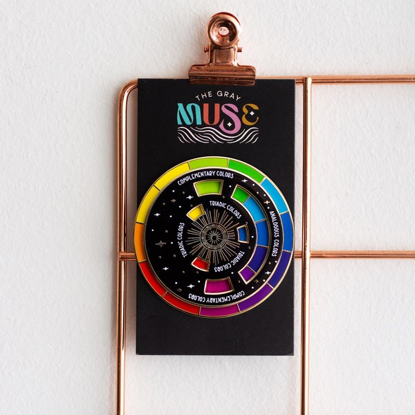 PREORDER Color Wheel Enamel Pin© Black/Gold ORIGINAL, Moving Enamel Pin, Artist Gift, Interactive Pin, Color Wheel Gift, Artist Enamel Pin