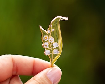 Lily of the Valley v2 Floral Enamel Pin, Good Luck Flower Lapel Accessory, Botanical Brooch, Nature Lover, Spring Bloom, Garden Enthusiast