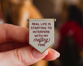 Crafting Time Banner Enamel Pin, Creative Maker Gift