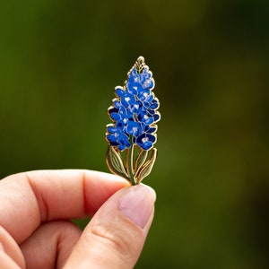 Bluebonnet Enamel Pin, Texas Wildflower Brooch, Floral Jewelry Gift