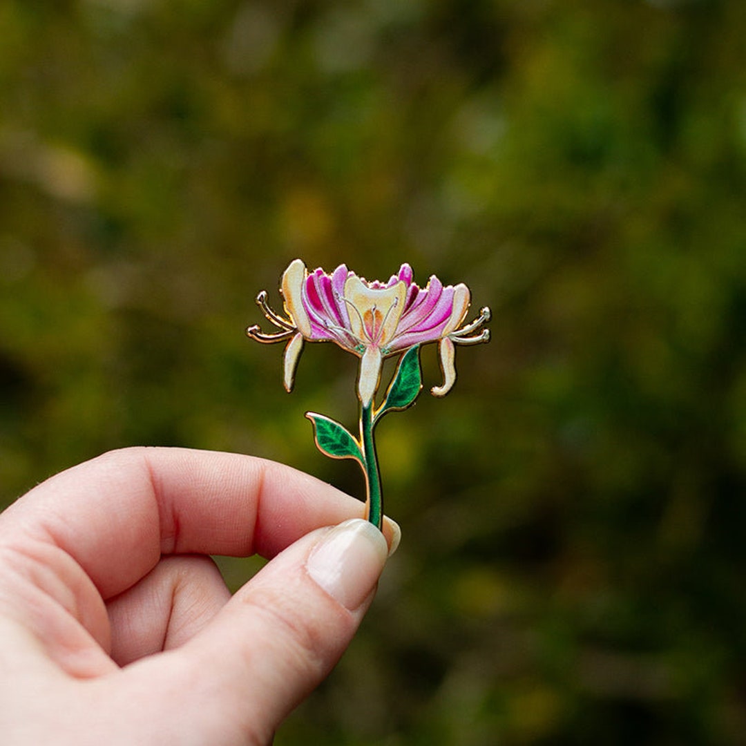 Honeysuckle Floral Enamel Pin June Birth Month Flower Pink Flower Honeysuckle Floral Enamel Pin June Birth Month Flower Pink Flower
