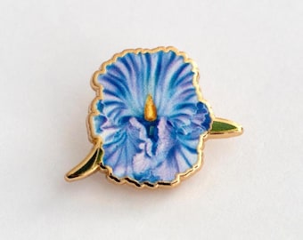 Mini Bearded Iris (Blue) Floral Enamel Pin