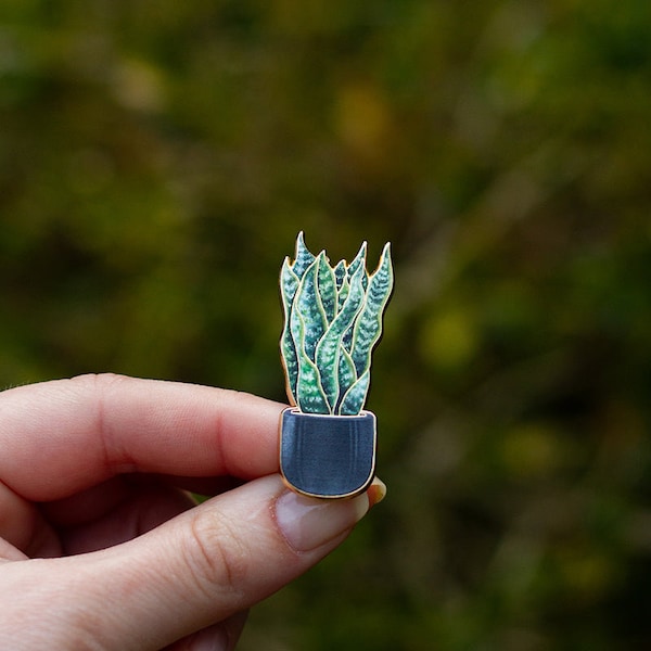 RETIRING Snake Plant Enamel Pin, Gold-Plated Floral Brooch