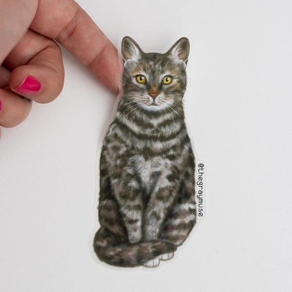 RETIRING Brown Tabby Cat Matte Sticker, Pet Lover Gift