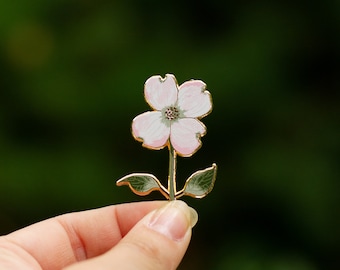 Flowering Dogwood Enamel Pin, Botanical Brooch, Nature Jewelry, Floral Lapel Accessory, Garden Lover Gift, Plant Enthusiast, Spring