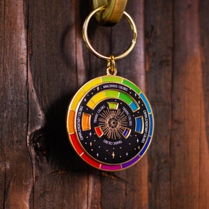 Color Wheel© Black/Gold Interactive Keychain ORIGINAL DESIGN, Spinning Keychain, Art Teacher Gift, Art Bag Keychain, Color Theory Gift image 5