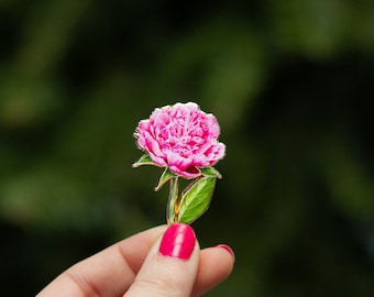 Peony v3 Floral Enamel Pin, Lush Floral Lapel Badge, Botanical Brooch, Spring Flower Accessory, Nature-Inspired Design, Gardening Lover Gift