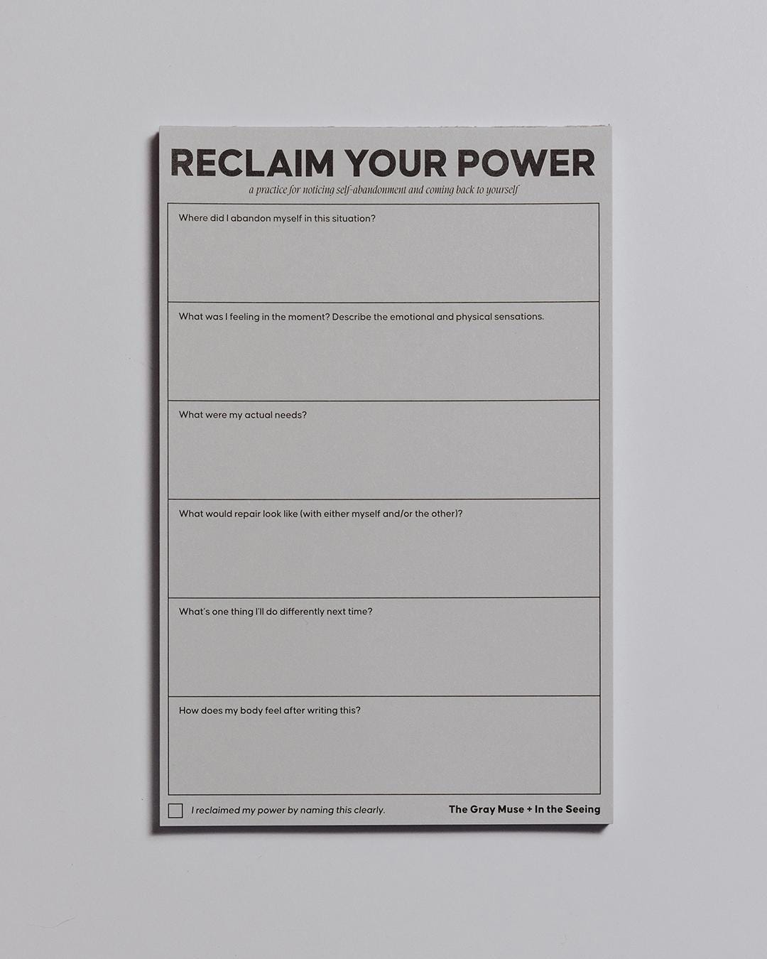 Power Notepad Reclaim Your Power Notepad | Self-empowerment and Boundary Setting ...