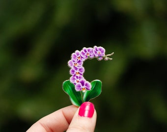 Purple Orchid v2 Floral Enamel Pin, Exotic Floral Lapel Pin, Botanical Brooch, Nature-Inspired, Elegant Flower Badge, Gardener Gift