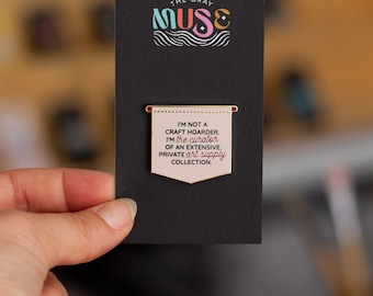 Curator Banner Enamel Pin, Art Collector Lapel Brooch