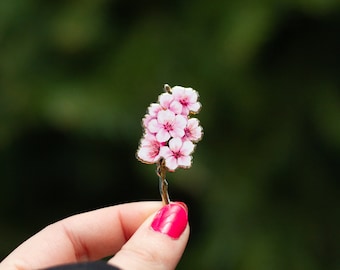 Cherry Blossom Pink v2 Floral Enamel Pin, Sakura Floral Lapel Pin, Botanical Brooch, Spring Flower Badge, Nature-Inspired Accessory