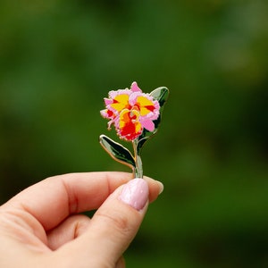 Cattleya Orchid Enamel Pin, Exotic Flower Brooch, Plant Lover Accessory, Botanical Jewelry, Garden Lapel Pin, Nature Enthusiast, Gift Idea