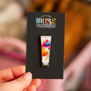 Rainbow Watercolor Paint Tube Enamel Pin, Artist Jewelry Accessory, Creative Craft Gifts, Painter Lapel Brooch, Unique Teacher Art Gift Idea