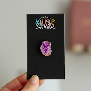 RETIRING Mini Amethyst Gemstone Enamel Pin, Stones, Gem Brooch, Amethyst Healing Stone, Creativity Gifts, Manifestation Crystal, Unique Gift