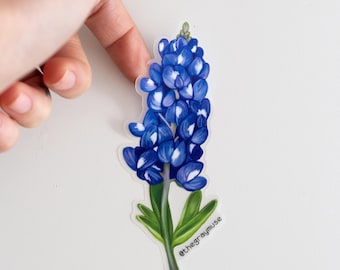 Bluebonnet Flower Sticker, Clear Matte Floral Vinyl Decal