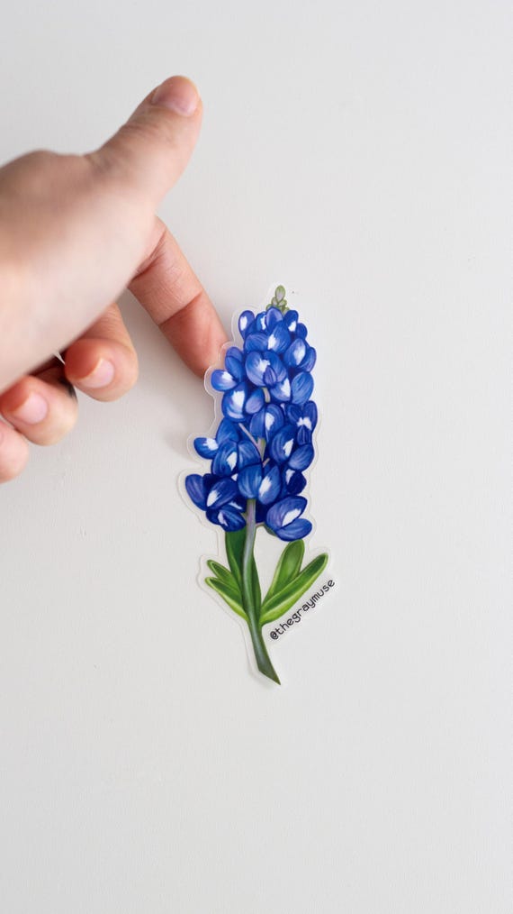Bluebonnet Flower Sticker, Clear Matte Floral Vinyl Decal
